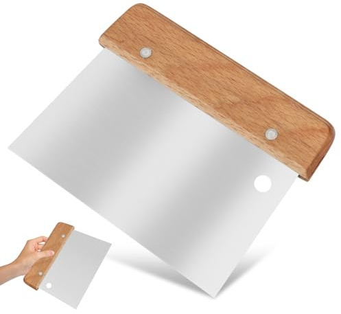 Premium Dough Card Stainless Steel, 15 cm Large Dough Scraper, Dough Scraper, Food Grade Dough Knife for Cutting Dough, Pizzas, Biscuits, Cakes