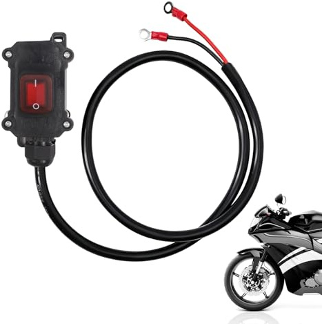 Interrupteur de déconnexion de batterie pour moto résistant 12 V 24 V étanche avec câble isolé pour un contrôle sûr de la puissance sur moto (50 cm)