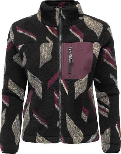 Ragwear Dam plyschjacka kort teddyfleece-jacka varm med hög krage och bröstficka Alaris XS-6XL, Black25, L