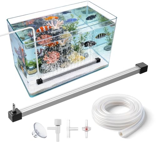 Barra de piedra de aire para acuario de 30 cm, kit difusor de aire de aleación de aluminio con tubo, válvula de retención, válvula de control y ventosas, aireador de tanque de peces de nano burbujas