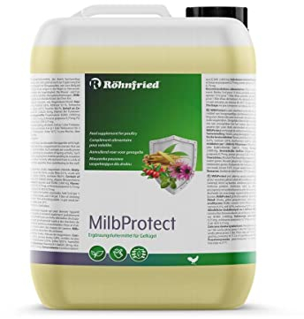 Röhnfried MilbProtect 5 L I Vor- & Nach Milbenbefal I Ergänzungsfuttermittel für Geflügel I fördert Fresslust I Kräuter I Ganzjahresprodukt