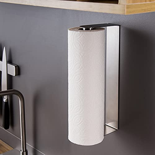 ZUNTO Paper Towel Holder Under Cabinet Self Adhesive Paper Towel Rack (No Drilling), Stainless Steel Wall Mount Paper Towel Holder, Rustproof, Easy Tear