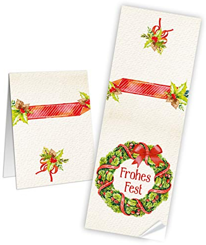 Logbuch-Verlag 10 weihnachtliche Aufkleber Text Frohes Fest Weihnachtsaufkleber Banderolen für Weihnachtspäckchen Geschenke Verpackung 7 x 21 cm