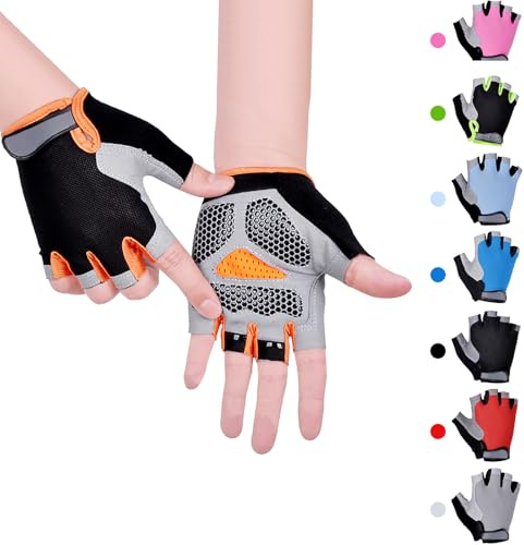 CubePlug Kids Boy Girl Cycling Climing Half Finger Gloves GEL Padded BMX Bike Fingerless Gym Antislip Grip Kids Children [SPI]