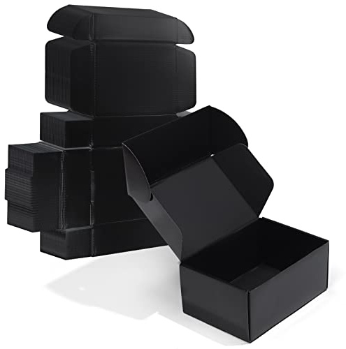 ZBEIVAN 9x6x4 Black Small Shipping Boxes, 20 Packs Corrugated Cardboard Mailer Boxes for Packaging Small Business Mailing Gifts Wrap Boxes with Lids