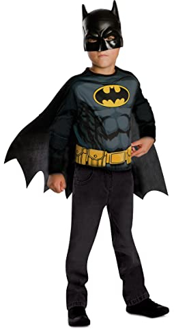 RUBIE'S DC Officiel - BATMAN - Déguisement pour Enfants - Taille Unique 5-8 ans - Costume avec Top à Manches Longues, Cape avec Attaches Velcro et Masque Halloween