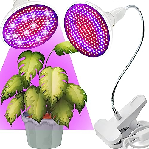 Retoo Lampe De Plante 200 LED, 20 W, Lampe De Croissance Spectre Complet Pour Plante, Durée De Vie Jusqu'à 50 000 Heures, Deux Types De Couleurs D'éclairage, Bras Flexible, Blanc