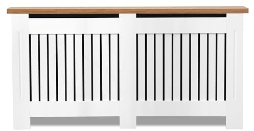 Radiator Cover Extra Large, Radiator Cover, Vertical Slatted Modern Radiator Covers MDF Wood Cabinet Shelf Heating Covers For Living Room, Hallway (19D x 172W x 83.2H CM)