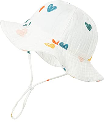 Nishine Bebé Sombrero de Sol para bebé, protección Solar, Sombrero de Pescador para niñas (Corazón de Colores)