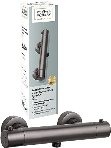 Schöner Wohnen Kollektion Duschthermostat Dicu, Thermostat-Armatur Dusche, Brauseabgang Typ 1/2 '', Eco-Stop Mischbatterie Dusche Thermostat, Industrial