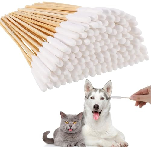 200 Stück Wattestäbchen für Hunde, Hunde Wattestäbchen Ohrreiniger, 15cm Ohrreiniger für Haustiere, Ohrreinigung für Hunde, Hundeohr Reinigungsstäbchen, Ohrreinigungsstäbchen für Haustiere Hund