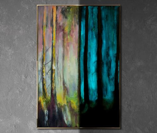 YS - Art XXL Astratto fluorescente acrilico auto-luminoso emozioni luminose su tela dipinta a mano, moderna pop art arte 140x100 cm