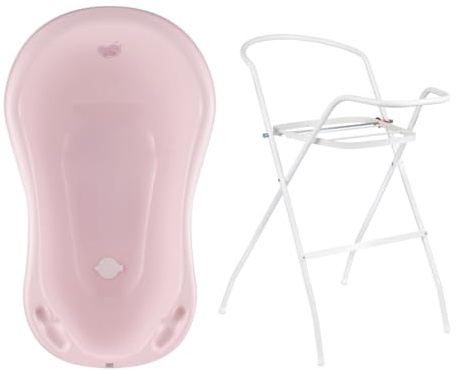 Hylat Baby babybadkar med ram – TÜV Rheinland-certifierat, stabilt och bekvämt, perfekt för säkert bad under de första 12 månaderna – lite-kollektion, färg: rosa, motiv: Hug Me