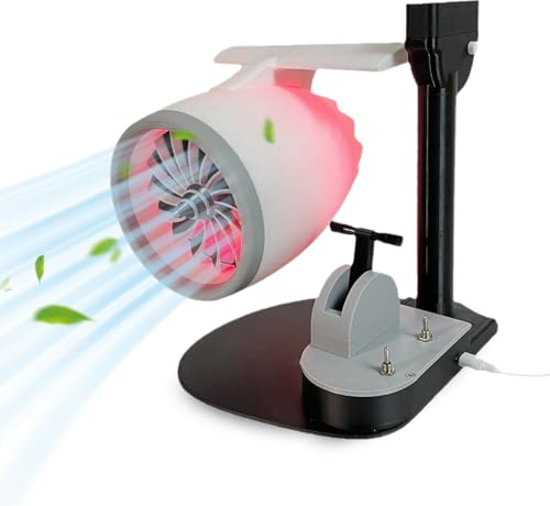 Yokawe Turbomotor-Tischventilator mit Licht, 2-in-1-Neuheits-Turboventilator mit Strahltriebwerk, persönlicher Kühlventilator für Schlafzimmer, Zuhause, Büro, Reisen (Weiß)