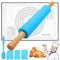 UCAMP Nudelholz mit Backmatte - 43,2 cm Silikon Teigroller Mit Holzgriff,Antihaft Teigrolle Backzubehör mit Holzgriff für Pizza, Nudelteig, Cookie, Kuchen, Fondant, Gebäc, Teig - Blau