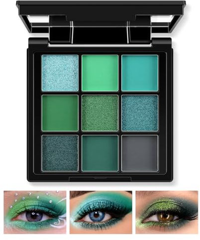 Boobeen 9 Colori Palette di Ombretti Matte e Shimmer, Ombretto in Polvere Cremoso Altamente Pigmentato, per Creare un Look Luminoso, a Lunga Durata