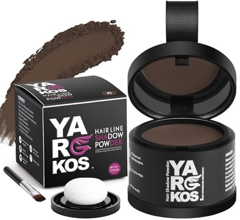 Yargkos Unsichtbares Ansatzpuder, Soforteffekt Haaransatz Puder, Frauen Wasserfestes Concealer zur Haarverdichtung, Männer Haar Abdecken zum Ansatz kaschieren Kahle Graue Dünne Stellen, 3-Dunkelbraun