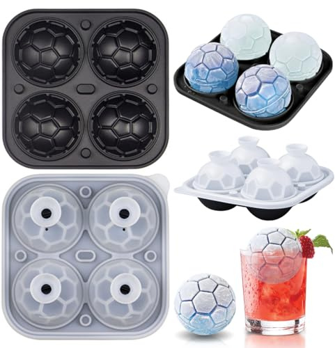Silikon isbitsform fotboll, isbitsform för isbitar gör-det-själv tillbehör, isbitsbehållare iskub bricka silikon isbitsform bakform för is, whisky, cocktail, juice, kaffe