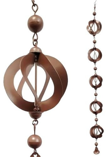 Chaînes de Pluie en métal for extérieur, gouttière de Toit, Tuyau de Descente/Canal de Bec, récupérateur/dérivateur d'eau de Pluie, for Jardin, Cour(216cm/85in)