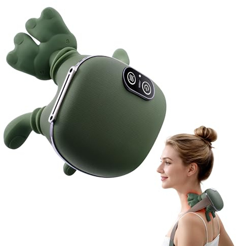 Masajeador Cervical y Espalda 4D a Mano Biónica, Masajeador Cuello Eléctrico con 3 Niveles de Intensidad y 2 Niveles de Calor, Masaje Profundo para Relajar Músculos, Alivia Dolores y Fatiga (Verde)