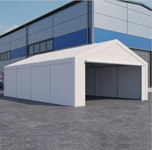 Magna One 5x8 m Lagerzelt PE 240g/m² – wasserdichtes Zelt mit verzinktem Stahlgestänge, 2 m Seitenhöhe, Reißverschlusseingang beidseitig, modulare Seitenteile, Zeltgarage Industrie