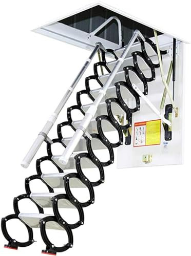 Telescopic Attic Ladder with Hatch - 6.56ft to 13ft Pull Down Ceiling Staircase Custom Fit (Hole Size: 23.62x39.37 Height: 2.8M/9.18ft) - & Space-Saving Solution