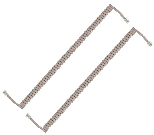 PATIKIL 2 Pack Fil Téléphonique Combiné, 5.9 Pieds (Enroulé 0.98 Pied) RJ9/RJ10 4P4C Fil De Combiné Universel Câble Téléphonique Accessoire De Combiné, Café