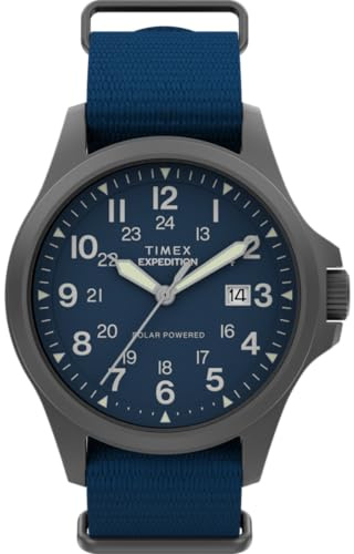 Timex Expedition North 41 mm herrklocka - Brunt miljövänligt armband i två delar, snabbfrigörande rem, svart urtavla, boett i rostfritt stål TW2V64100