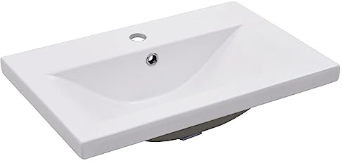 Vasque à Encastrer, Lavabo Encastré Céramique Évier Encastrable Salle de Bain 61 x 39,5 x 18,5 cm Céramique Blanc