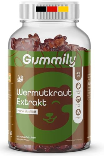 Gommiti di estratto di assenzio – Alta dose (450 mg) – Senza zucchero e vegane – Gusto di mela – Senza sostanze amare – Alternativa a capsule, gocce e artemisia di assenzio
