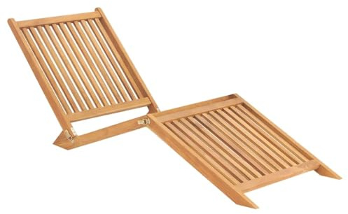 Foknhdi Tumbona plegable de madera maciza de teca – Tumbona de jardín rústica de madera de teca para jardín, terraza y cubierta de piscina – 60 x 160 x 57 cm – Diseño estable sin cojín para exteriores