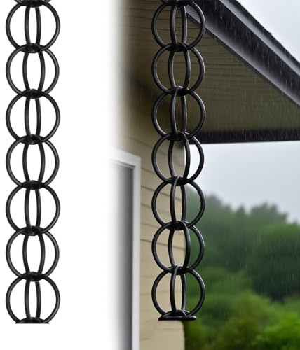Regnkedjor för takrännor, Regnkedja i aluminium utomhus med rännadapter och vattenfångare, flera längder(1.2m(4ft))