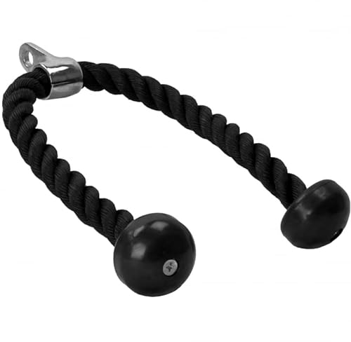 Gorilla Sports® Corde Triceps - 68/85 / 100 cm, en Nylon, Max. 150 kg, Antidérapante, Noir - Corde de Traction, à Tirer, Câble pour Biceps/Triceps, Musculation, Équipement de Gym, Fitness