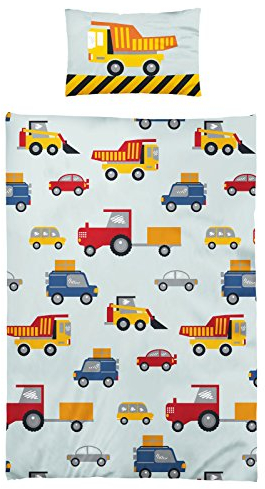 Kinderbettwäsche Baby Bettwäsche Microfaser 100x135 Baustelle 415398