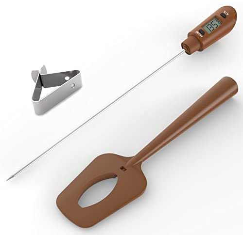Efeng Spatule à bonbons avec thermomètre intégré et clip pour pot – Spatule numérique à lecture instantanée rapide pour la fabrication de bonbons, chocolat, confitures, sirops avec spatule en silicone