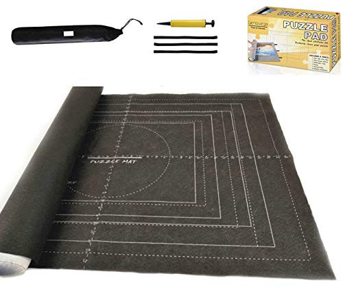 TONGQU Jigsaw Puzzle Roll Mat, Portable Puzzle Storage Mat 500, 1000, 1500 Pieces Premium Felt Material with Size Guides Comes with A Drawstring Opening Design Bag,Black