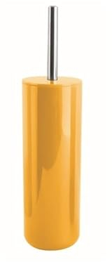 MSV Escobilla para WC con Soporte para Escoba y Cubo Inagua - Conjunto de WC para Colocar en Poliestireno Escobilla con Mango de Acero Inoxidable Amarillo