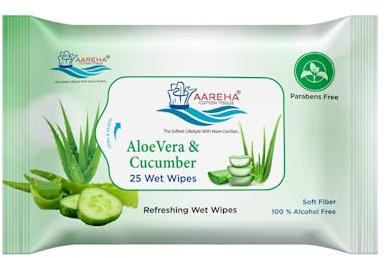 AAREHA COTTON TISSUE-Face Wipe,Cotton Facial Tissue With Vitamin E OiL | Reusable & Biodegradable,Soft Fabric, Chemical Free| Wipes For Men & Women Oily Skin REFRESHING WET WIPES (ALOEVERA & CUCUMBER)