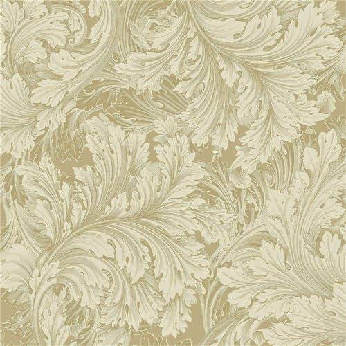 Rossetti Gold Wallpaper - Floral Natural Classic Baroque Floral Cream Traditional, Feature Wall