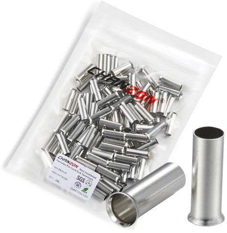 Chanzon 100 pièces EN10-15 embouts de fil non isolés pour câble 8AWG (10 mm²) connecteur à sertir électrique en cuivre pur terminal tube de revêtement en étain