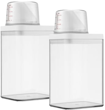 GYWHOOFT 1100ML Scatola per conservazione del detersivo in polvere, 2 Pezzi Contenitore per Detersivo in Polvere, Contenitore con Misurino Dispenser Detersivo Lavatrice, Multiuso in Polvere Sigillato