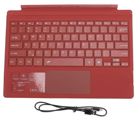 Magnetiskt BT-tangentbord, Färgglad Bakgrundsbelysning Multi Touchpad Trådlöst BT 5.0 Tablet-tangentbord för Pro 3 4 5 6 7 (Röd)