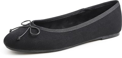 Feversole Mémoire Macaron coloré Coussin en Mousse de Femmes Ballerine de Noir Velours côtelé Taille 38 EU