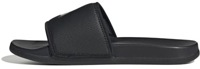 adidas unisex-adult Adilette Comfort, Black/Gold Metallic/Black, 13 Women/12 Men