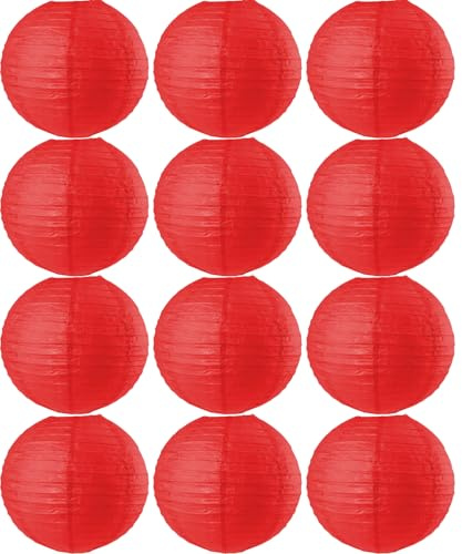 Tmade 12 PCS 8 Red Paper Lanterns for Birthday Baby Shower Wedding Party Garden Home Decoration