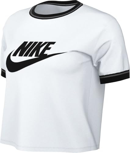 Nike Sportswear Kurzärmliges Ringershirt Für Damen, Weiß/Schwarz, IF4072-100, 2XL