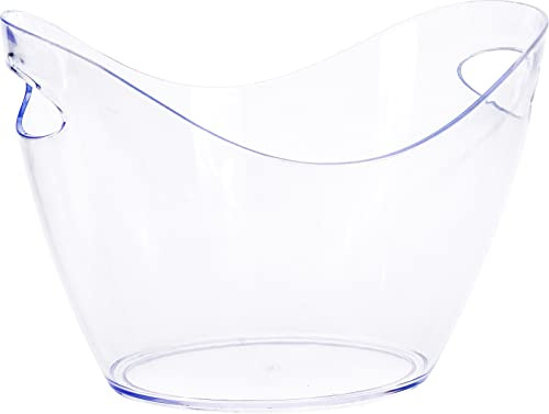 Clear Plastic Ice Bucket with Handles – 34.5cm x 26cm x 24.5cm – Large Drinks Cooler for Wine, Champagne, Beer – Ideal for Parties, BBQs, and Events