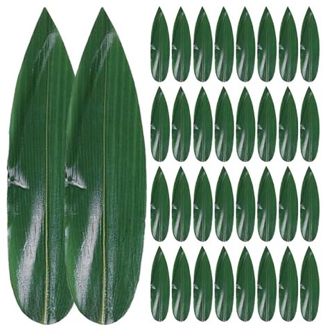 Homoyoyo 100 piezas de hojas de bambú platos de sushi reutilizables japoneses sashimi posavasos hojas de bambú natural para decoración de sushi en casa y restaurante