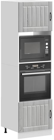 Tonture Armoires de Four 2 pièces Kalmar Sonoma Gris Bois d'ingénierie Meubles de Cuisine Rangement Compact avec Pieds réglables pour Micro-Ondes et Four