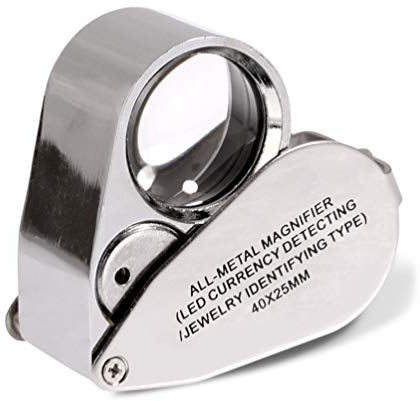 KINGMAS 40x Jeweller Loupe Folding Magnifying Jewelry Eye Magnifier With LED Light Illuminated (LED Currency Detecting/Jewlers Identifying Type Lupe)